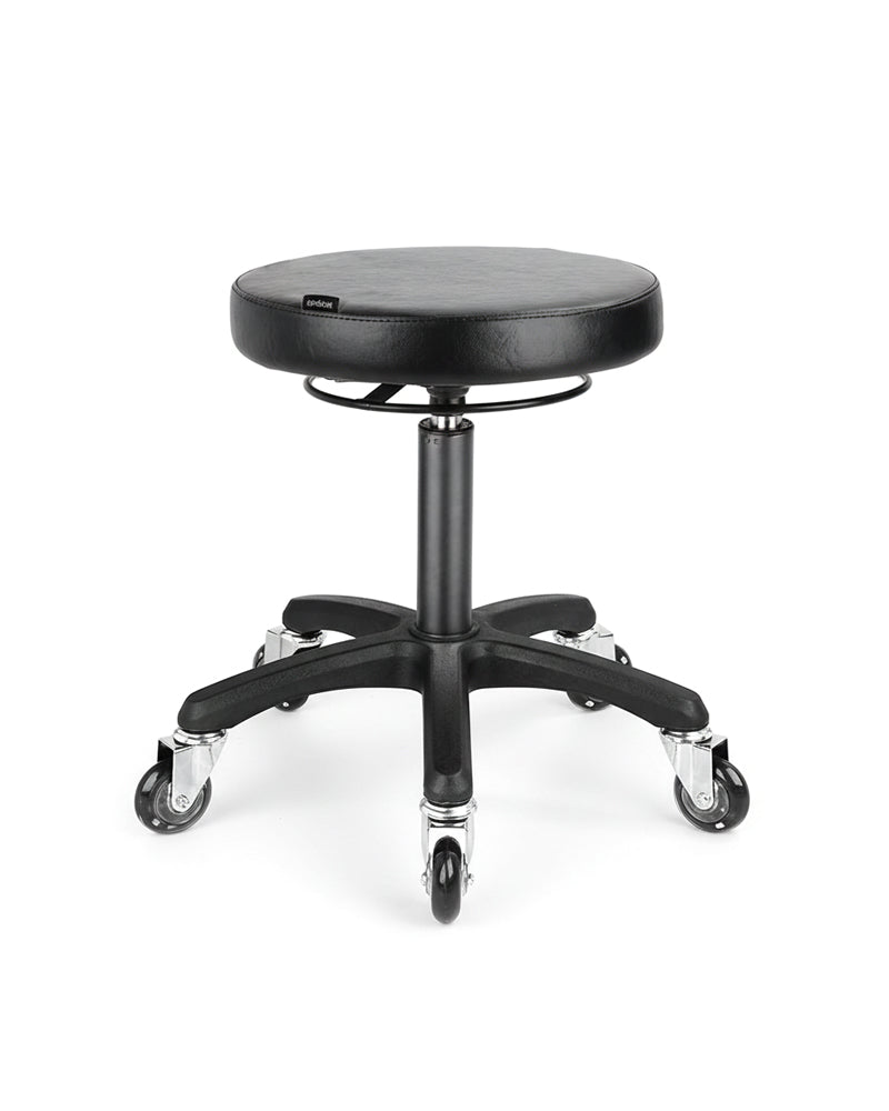 Rund Black - Tabouret de coiffure noir avec roulettes